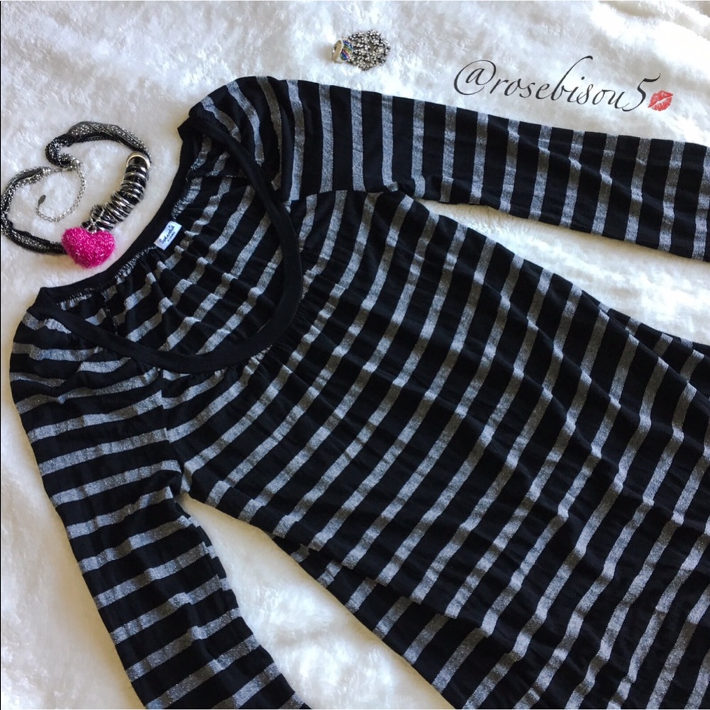 {SPLENDID} Metallic Thread Striped Long Sleeve Top - Picture 8 of 8